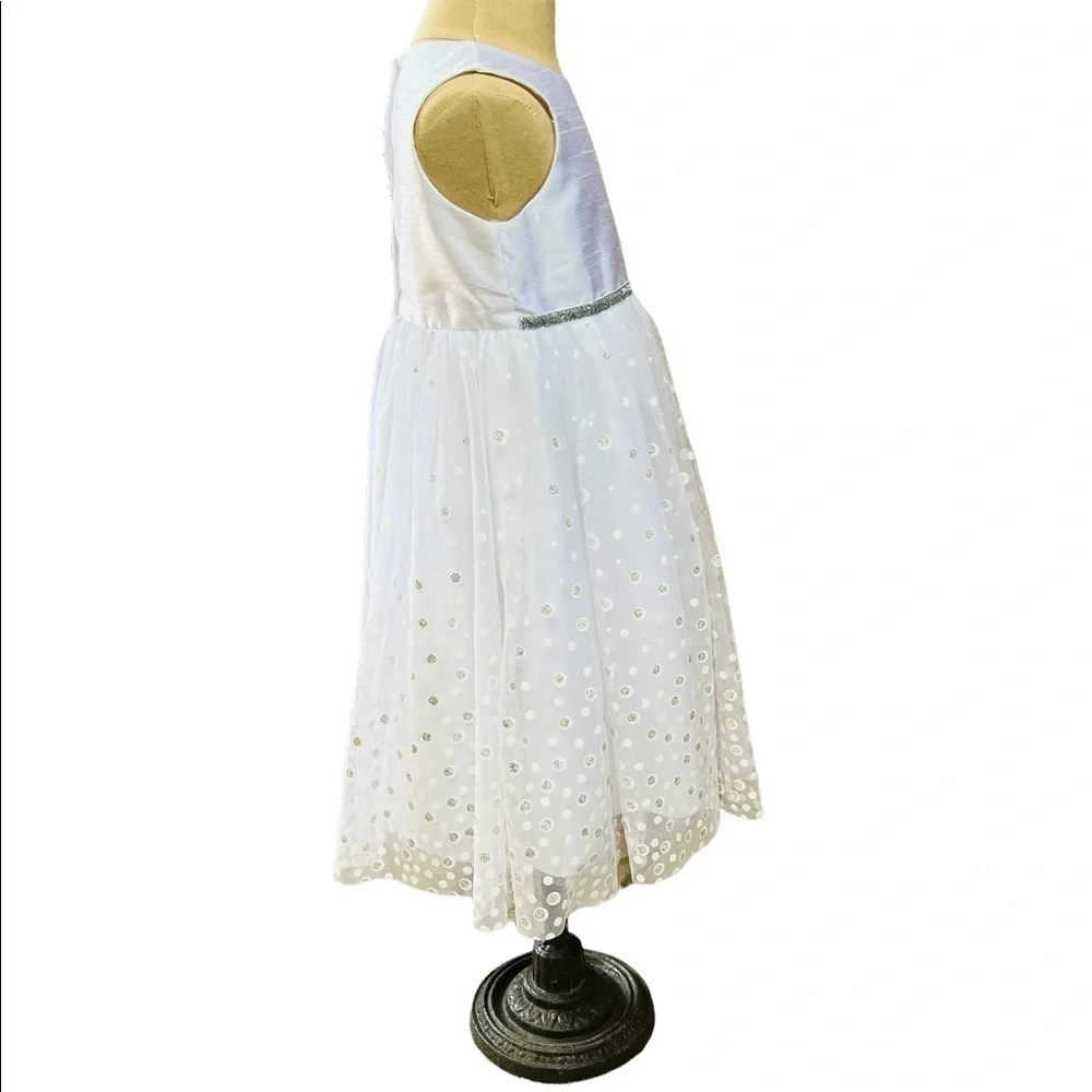 MARMELLATA GIRLS WHITE & SILVER SLEEVELESS FORMAL TULLE DRESS SIZE 3T